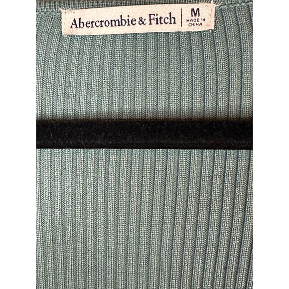 Abercrombie & Fitch Teal V Neck Long Sleeve Fitted Ribbed Bodysuit Size M - Picture 4 of 5